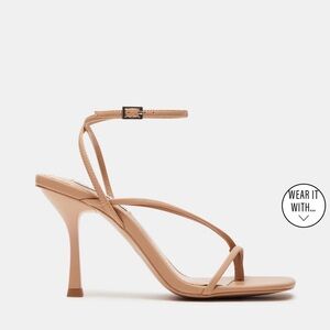 Steve Madden “Annie Natural” Nude Strappy Square Toe Heels